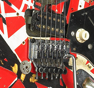 Closeup of EVH's Frankenstein Guitar