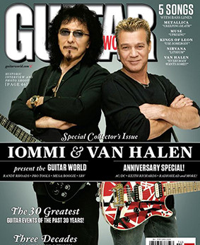 Eddie Van Halen and Tony Iommi on the cover of Guitar World magazine